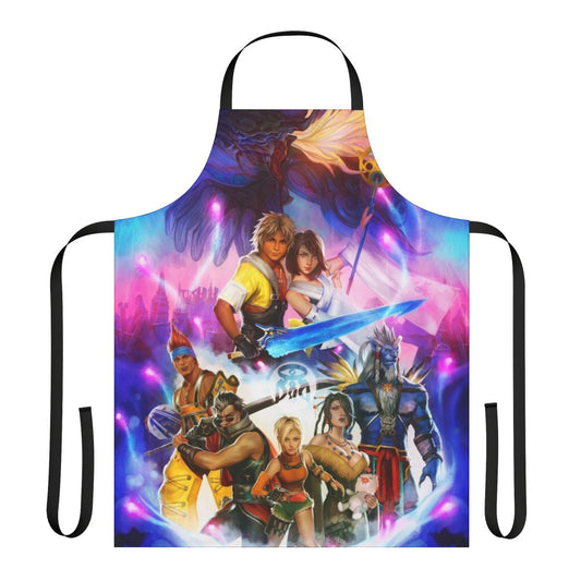 Enchanting fantasy video game inspired apron featuring characters from Final Fantasy X