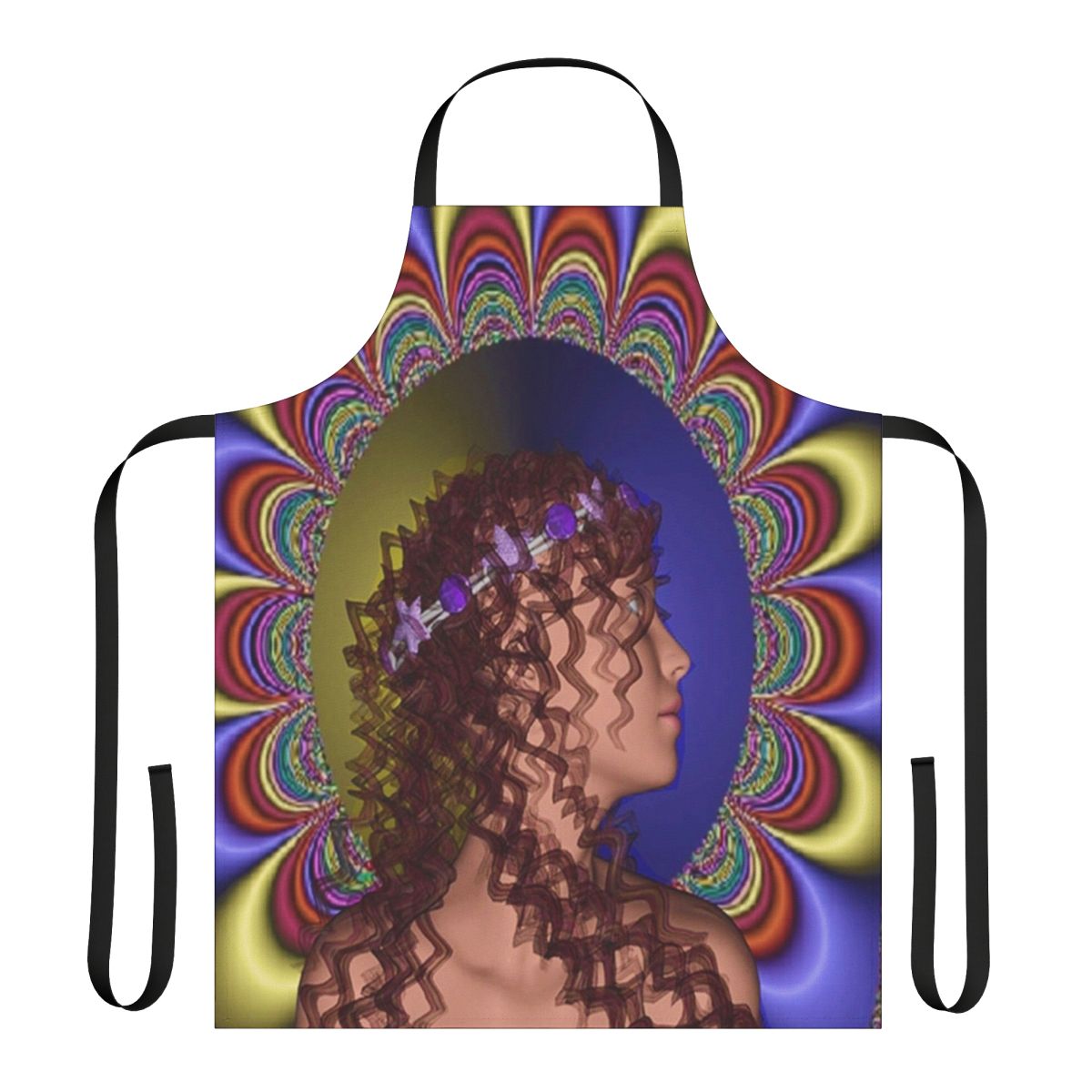 Artistic and colorful floral pattern apron for a modern kitchen