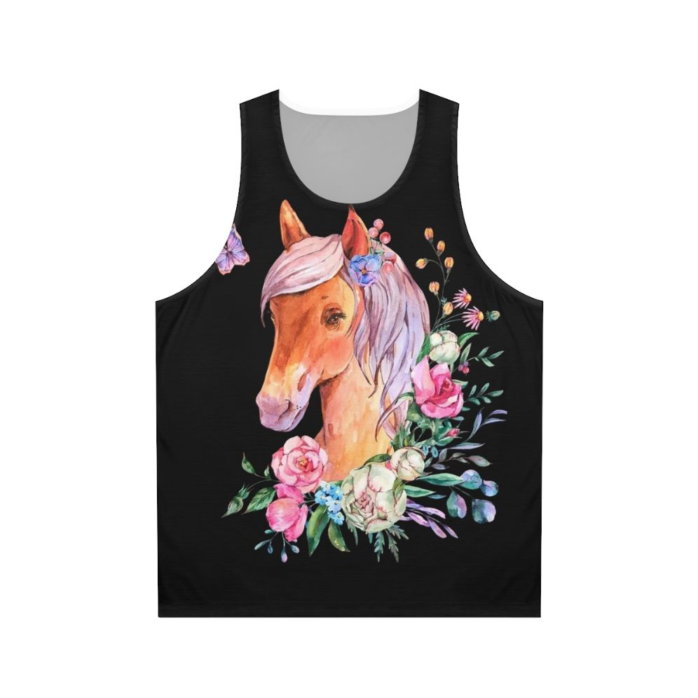 Floral tank top with mythical horse design