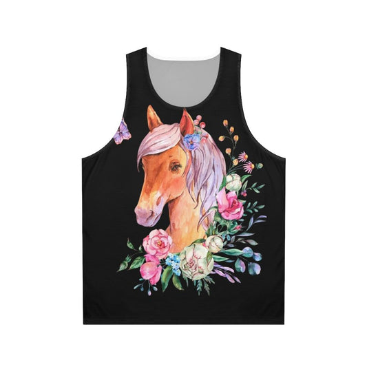 Floral tank top with mythical horse design