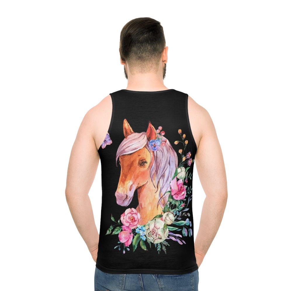 Floral tank top with mythical horse design