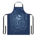 Apron featuring a whimsical forest scene with a full moon, trees, and wildlife