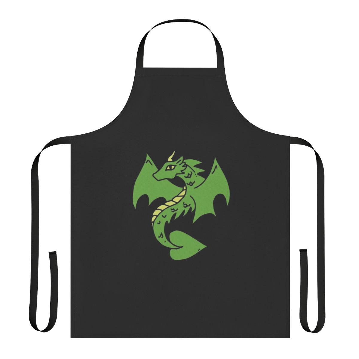 Green dragon-themed apron with a whimsical, fantasy-inspired design
