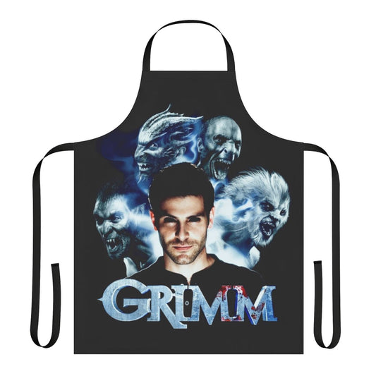 A stylish apron featuring characters and elements from the Grimm fairy tales, perfect for fans of fantasy and magical creatures.
