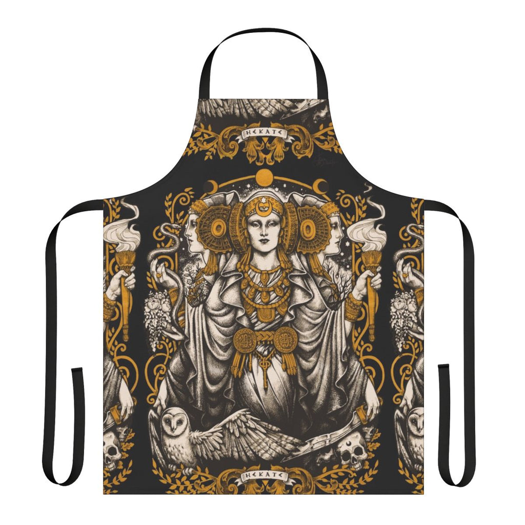 A beautifully crafted apron featuring the goddess Hecate, inspired by Iberian art and design.