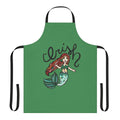 A vibrant, mermaid-themed apron featuring a redheaded mermaid in an Irish-inspired design.