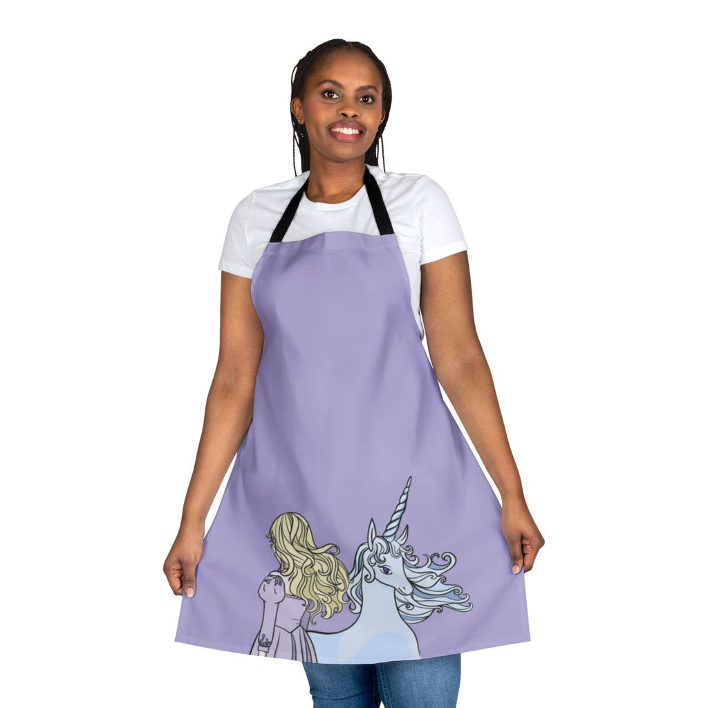 Whimsical apron featuring the beloved character Lady Amalthea from the classic fantasy film The Last Unicorn