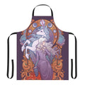 An artistic apron featuring the character Lady Amalthea from the classic fantasy film The Last Unicorn.