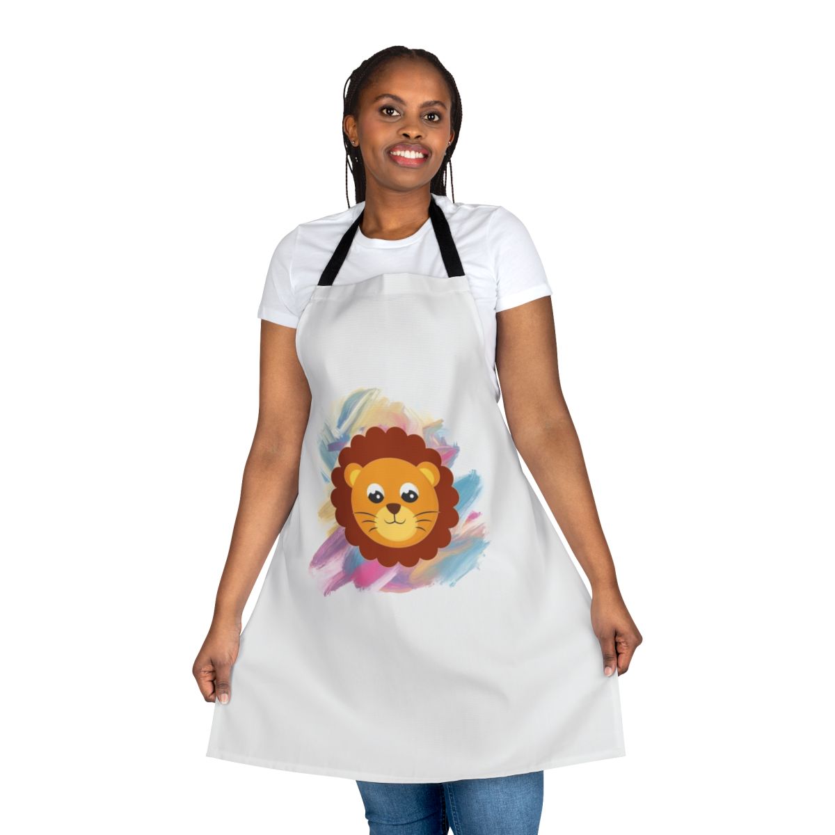 Apron featuring a design with mystical legendary animals including a dragon, unicorn, and falcon.