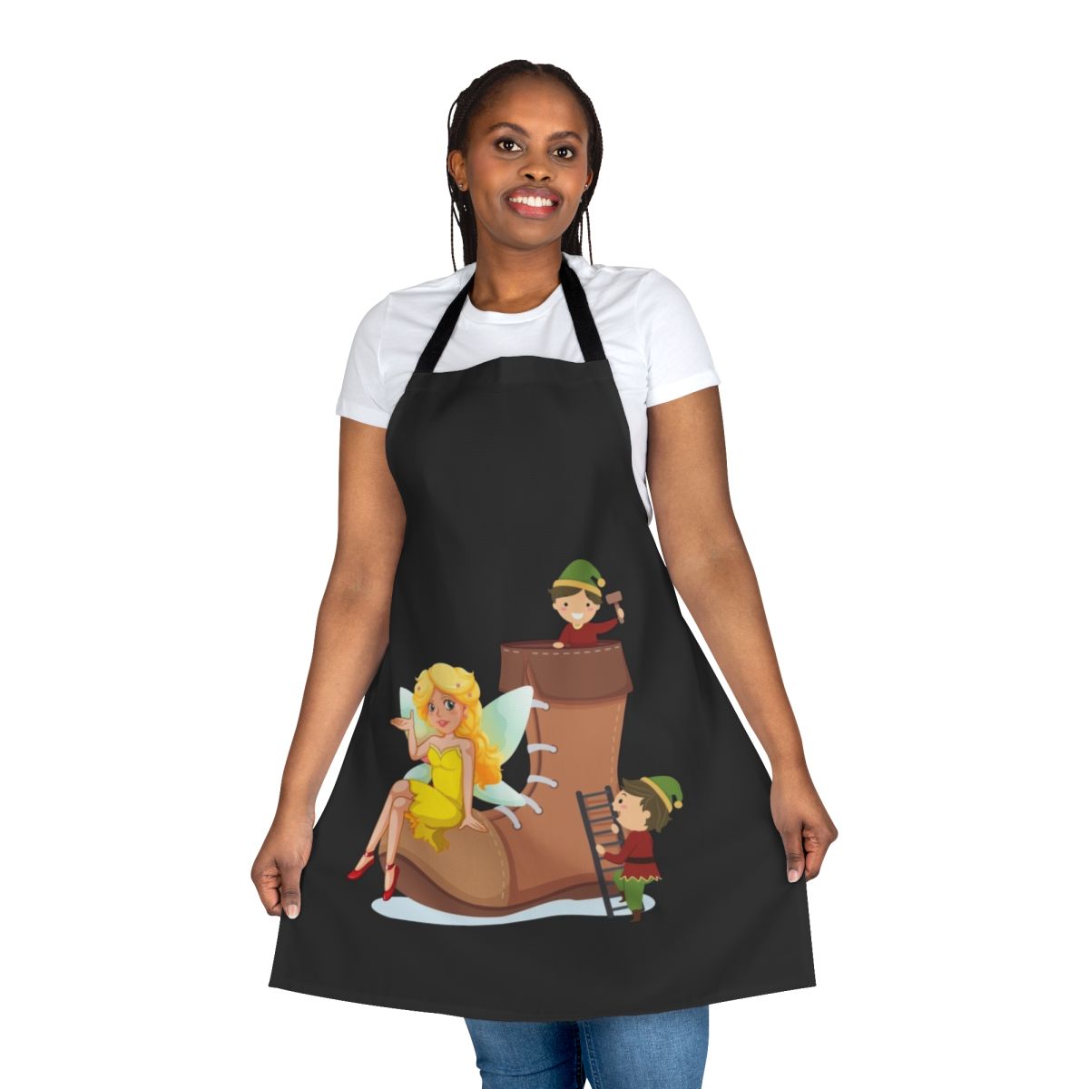 An apron featuring a design of mythical and legendary animals like dragons, unicorns, and falcons.