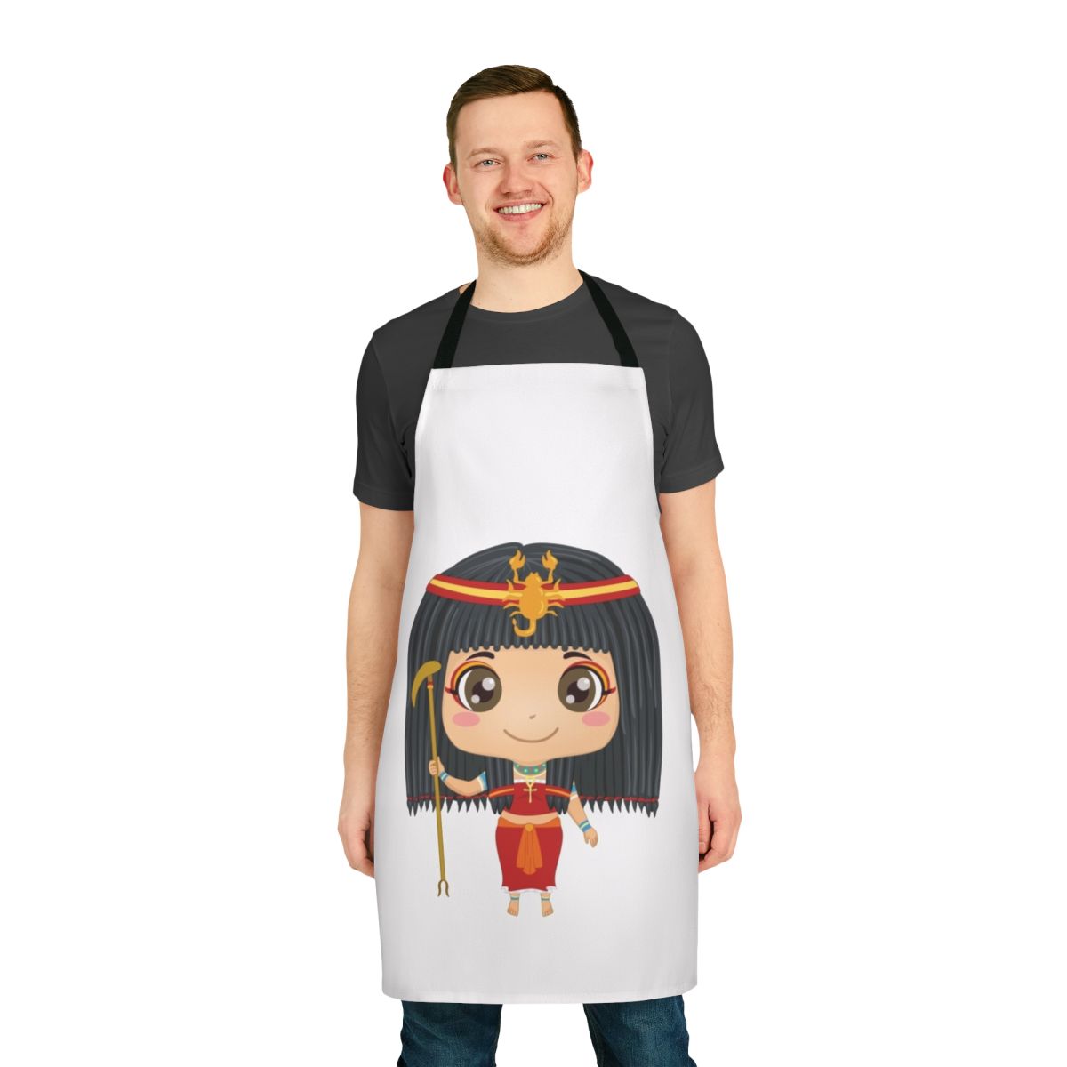 Apron featuring a design of legendary animals including a dragon, unicorn, and falcon.