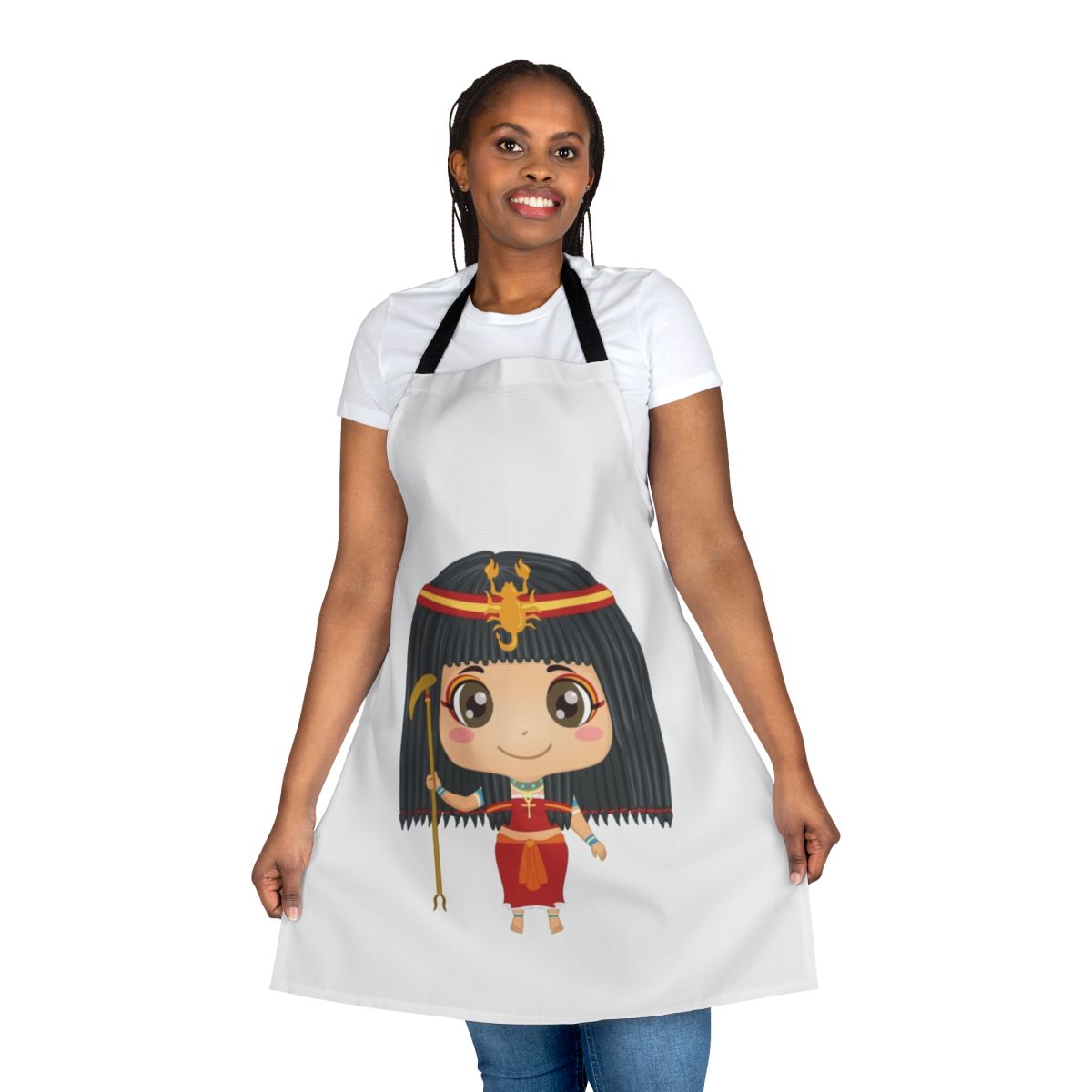 Apron featuring a design of legendary animals including a dragon, unicorn, and falcon.