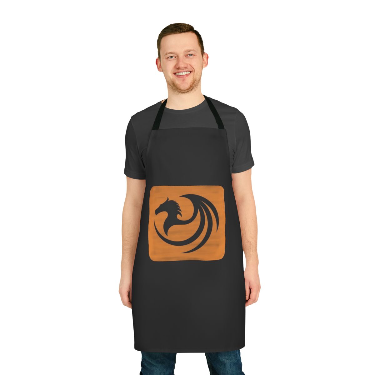 Apron featuring a whimsical design of legendary animals and a mystical dragon