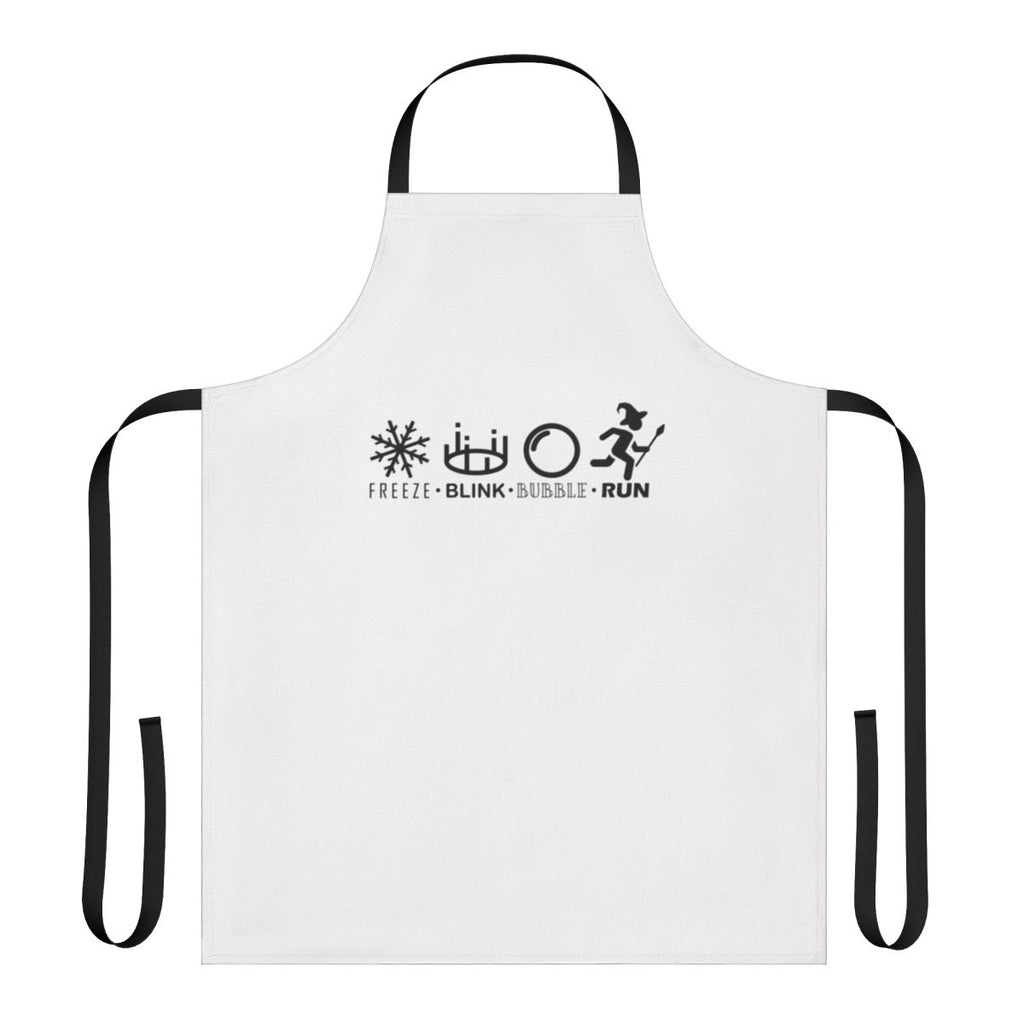 Enchanting mage-inspired apron featuring blink, bubble, and freeze spells