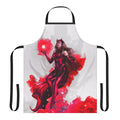Vibrant red apron with magical design, perfect for fantasy and Halloween costumes.
