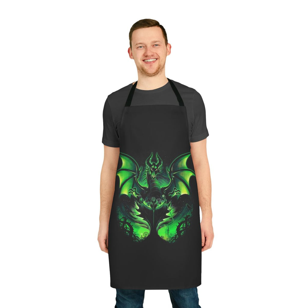 Maleficent-inspired apron featuring a dragon and magical elements