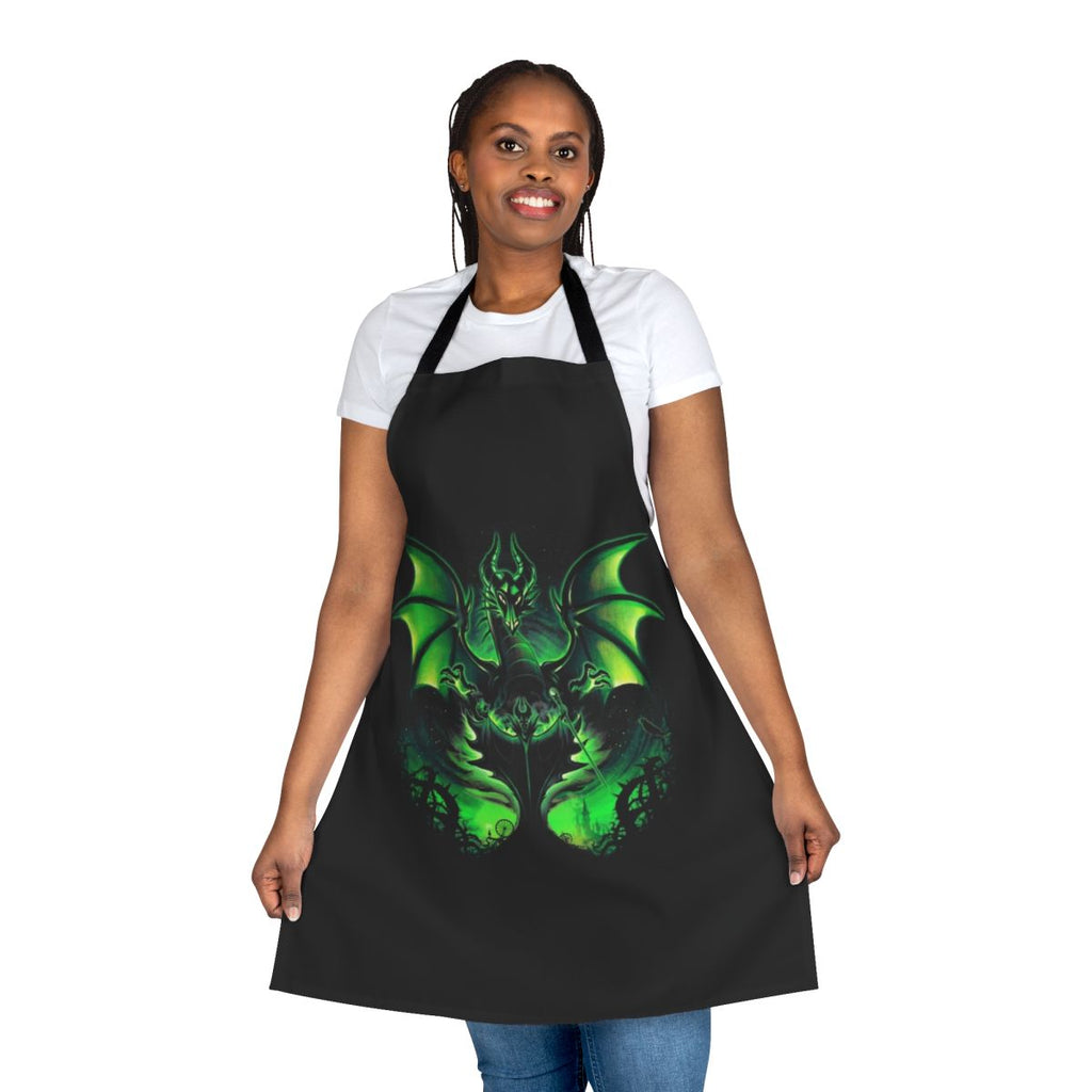 Maleficent-inspired apron featuring a dragon and magical elements