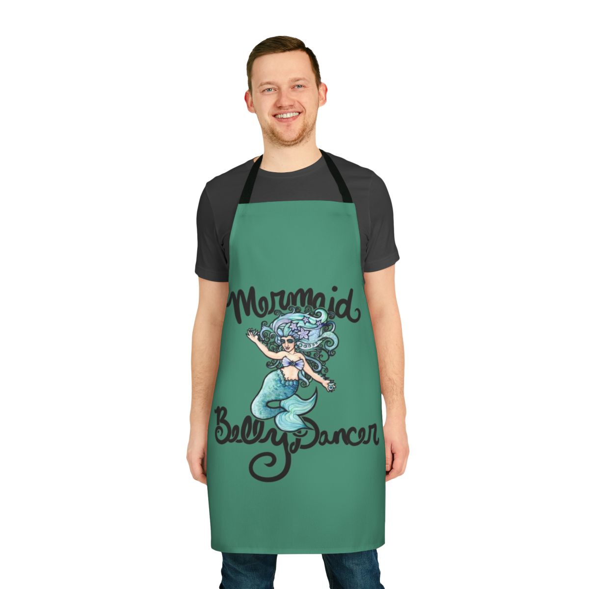 Whimsical mermaid-themed apron featuring a belly dancer design