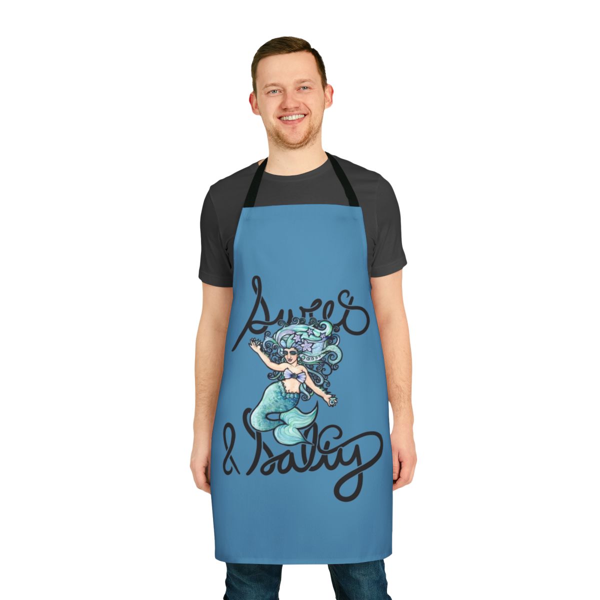 Whimsical mermaid-inspired apron featuring a sweet and salty design