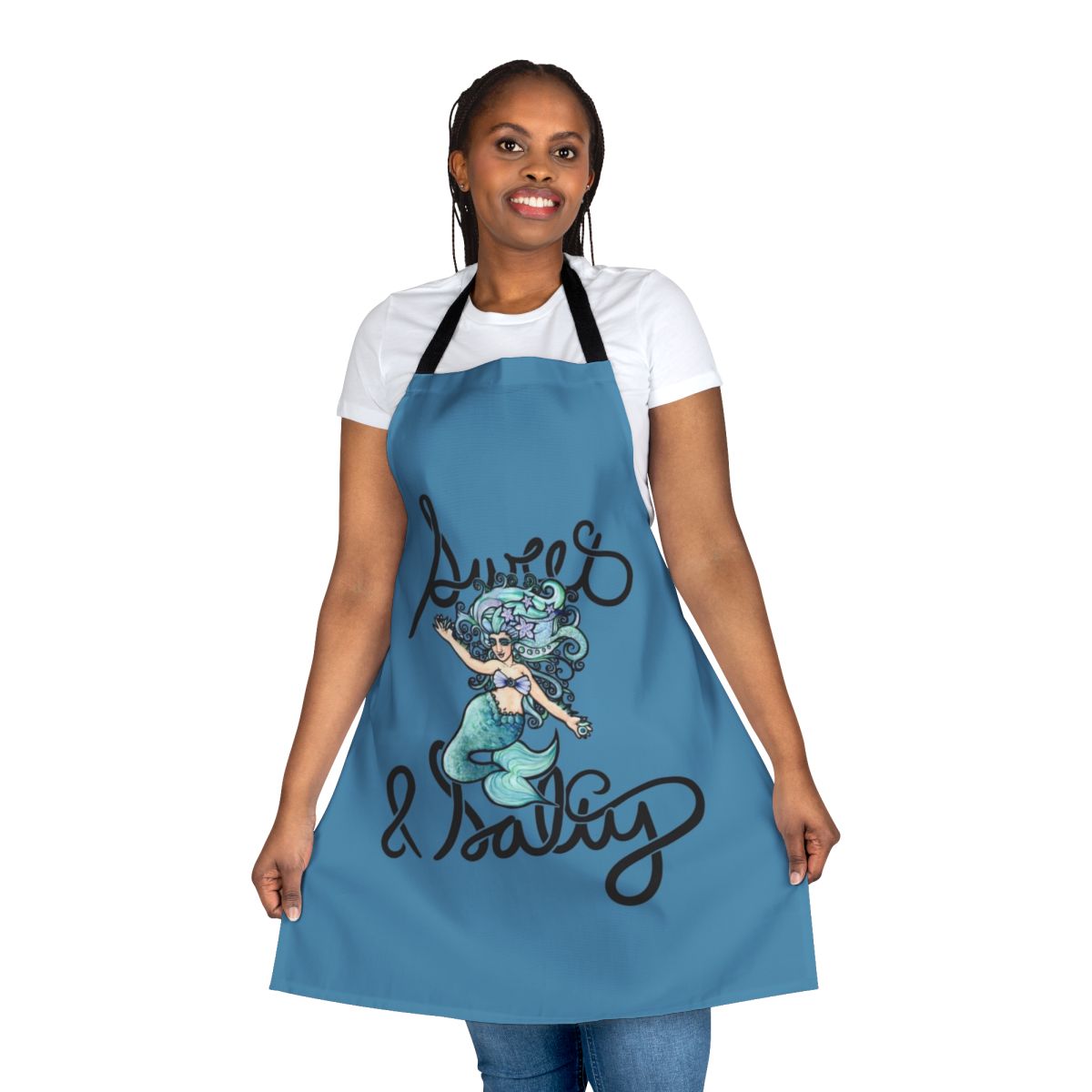 Whimsical mermaid-inspired apron featuring a sweet and salty design
