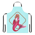 A pink apron with a mermaid and pearl design, perfect for country music lovers.