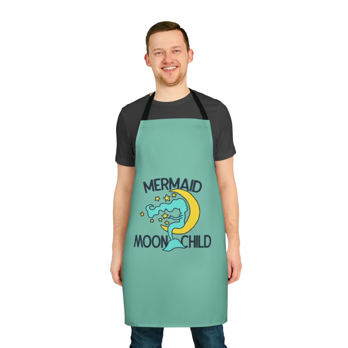 Mermaid Moonchild Apron with Captivating Floral and Moon Design