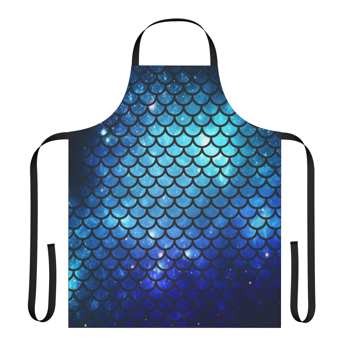 Mermaid tail inspired apron with scales, ocean and galaxy design