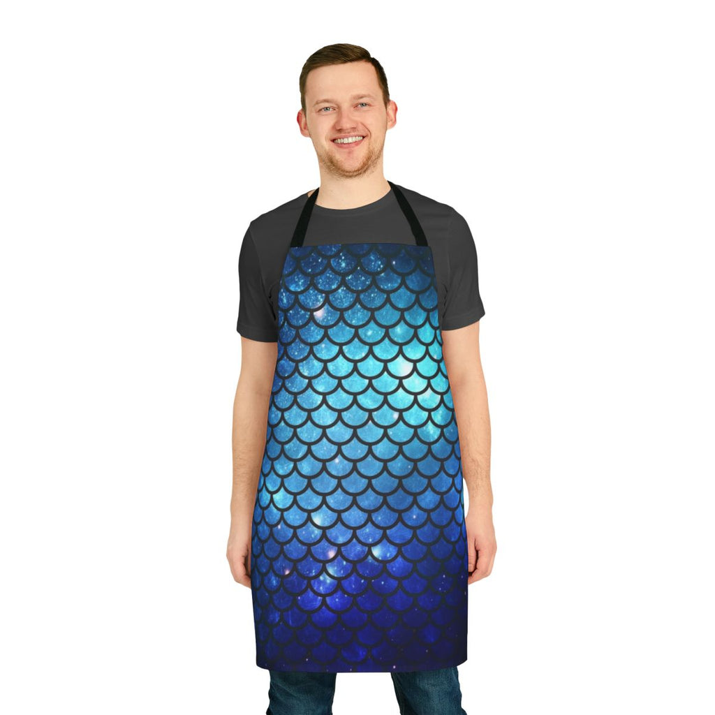Mermaid tail inspired apron with scales, ocean and galaxy design