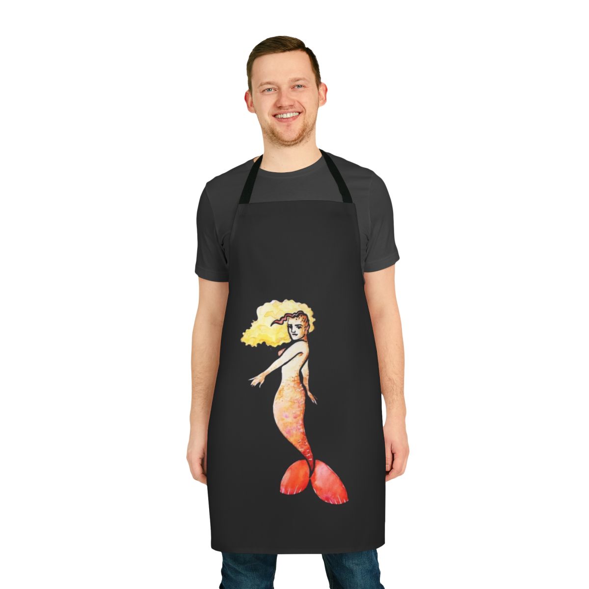 Vibrant mermaid-patterned apron with a whimsical design
