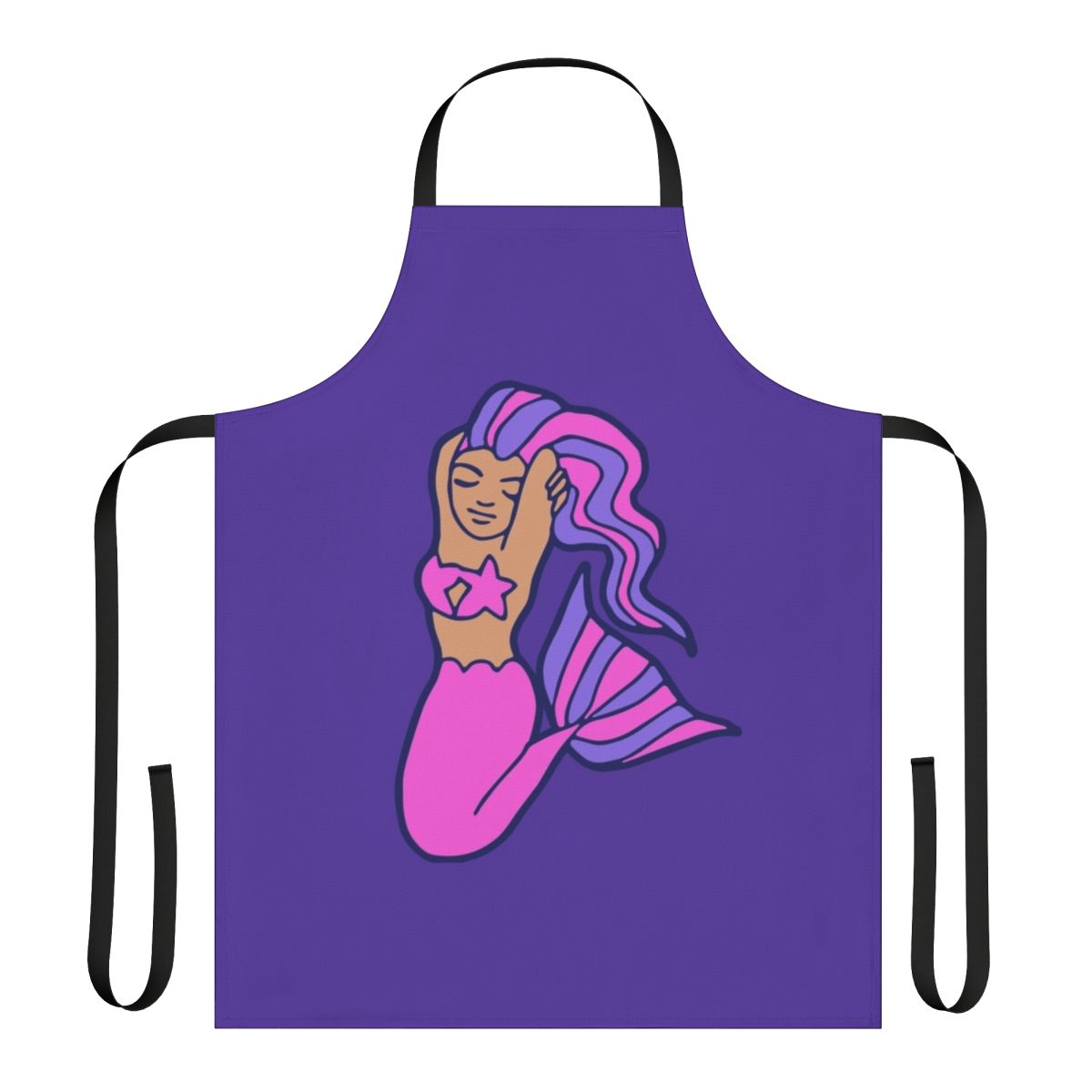 Whimsical mermaid-patterned apron with a vibrant, feminine design