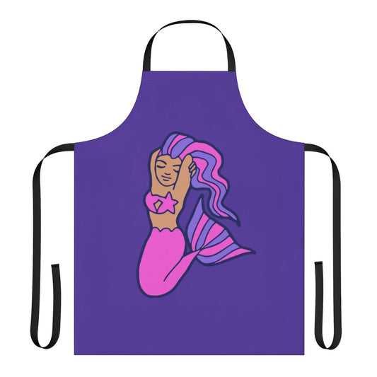 Whimsical mermaid-patterned apron with a vibrant, feminine design