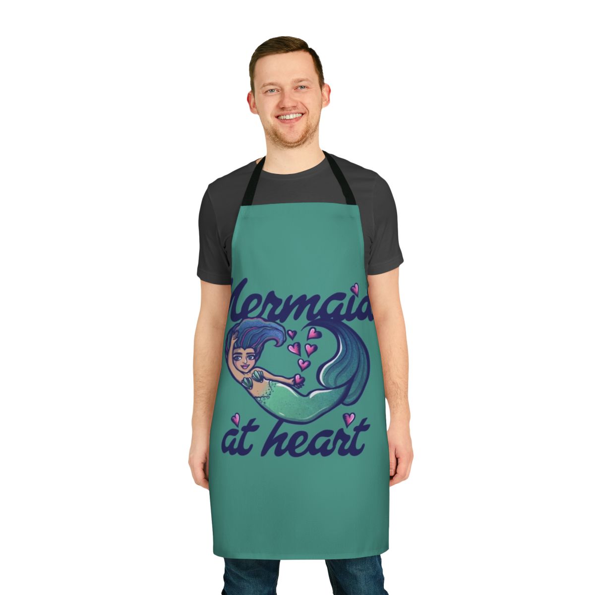 Colorful mermaid-themed apron with a whimsical, oceanic design