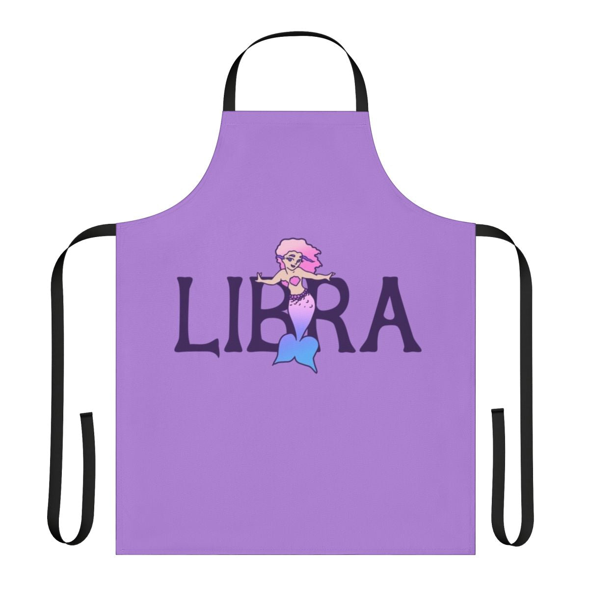 A pink and white mermaid-themed apron featuring the Libra zodiac sign, perfect for cooks who love mystical creatures.