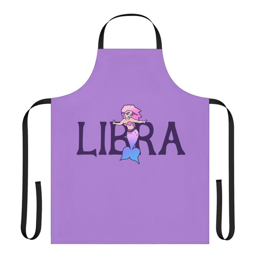A pink and white mermaid-themed apron featuring the Libra zodiac sign, perfect for cooks who love mystical creatures.