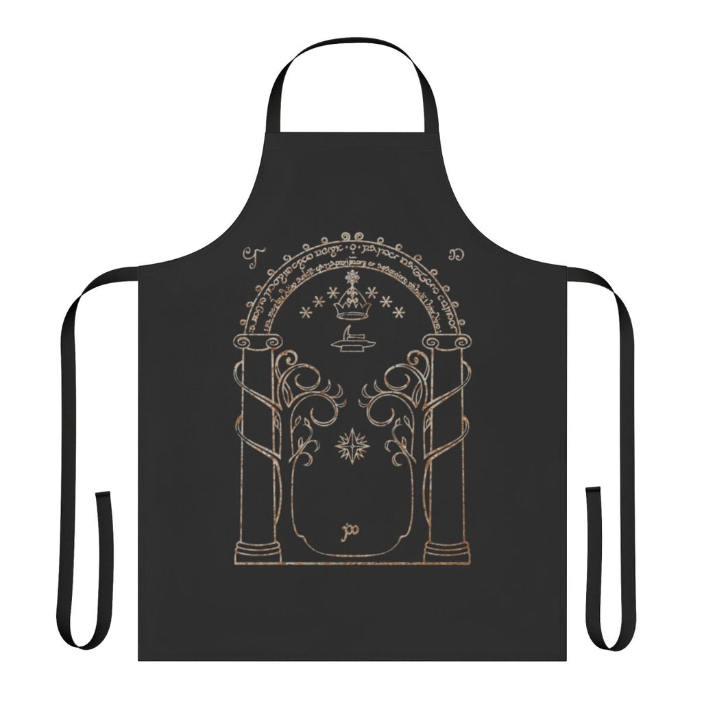 Apron with a detailed Gates of Moria design, inspired by the Lord of the Rings fantasy world.