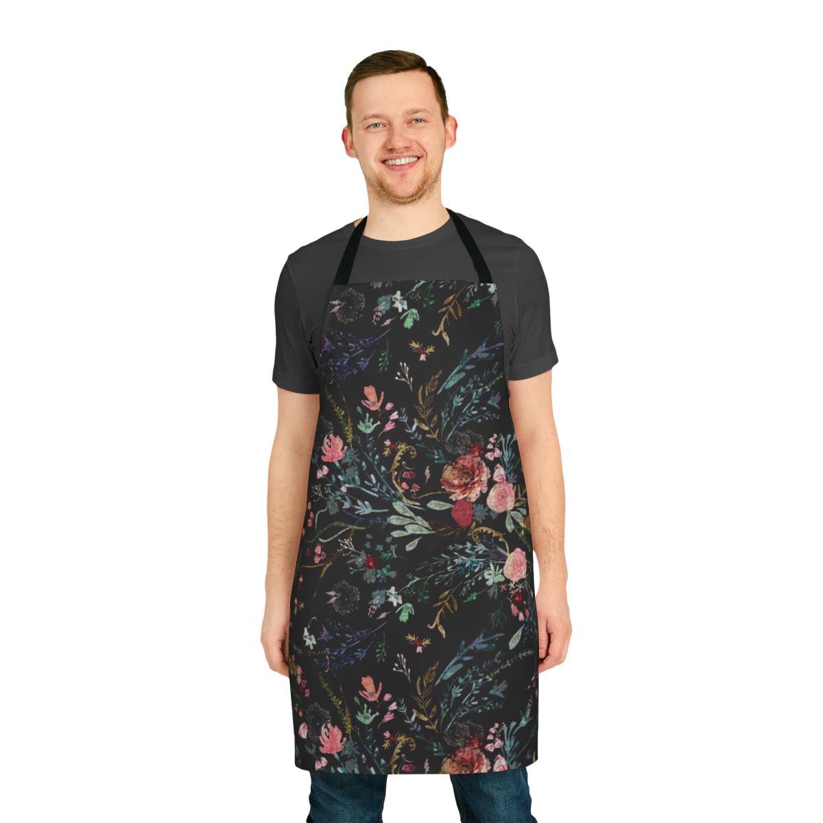 Midnight floral design apron for vintage-inspired kitchen tasks