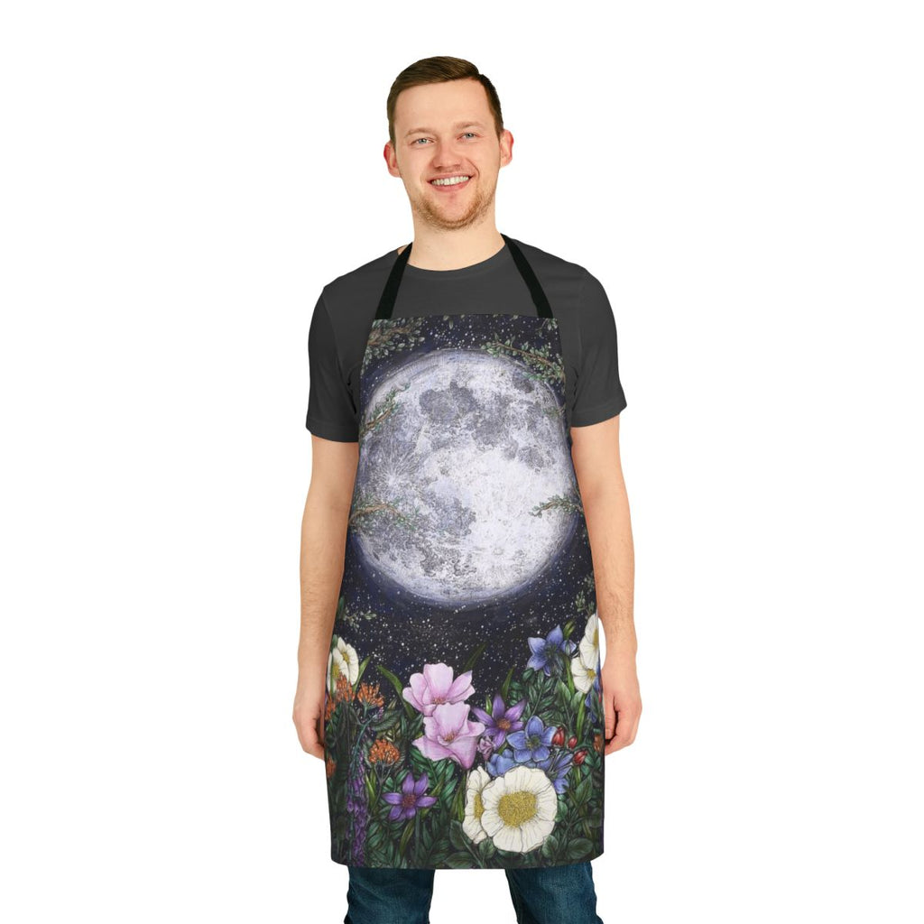 Midnight Garden Apron featuring a magical, celestial floral design