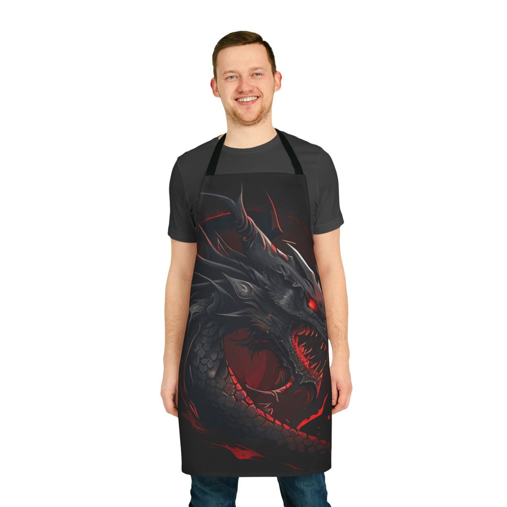 Apron featuring a vibrant dragon design, perfect for fantasy enthusiasts and RPG players.