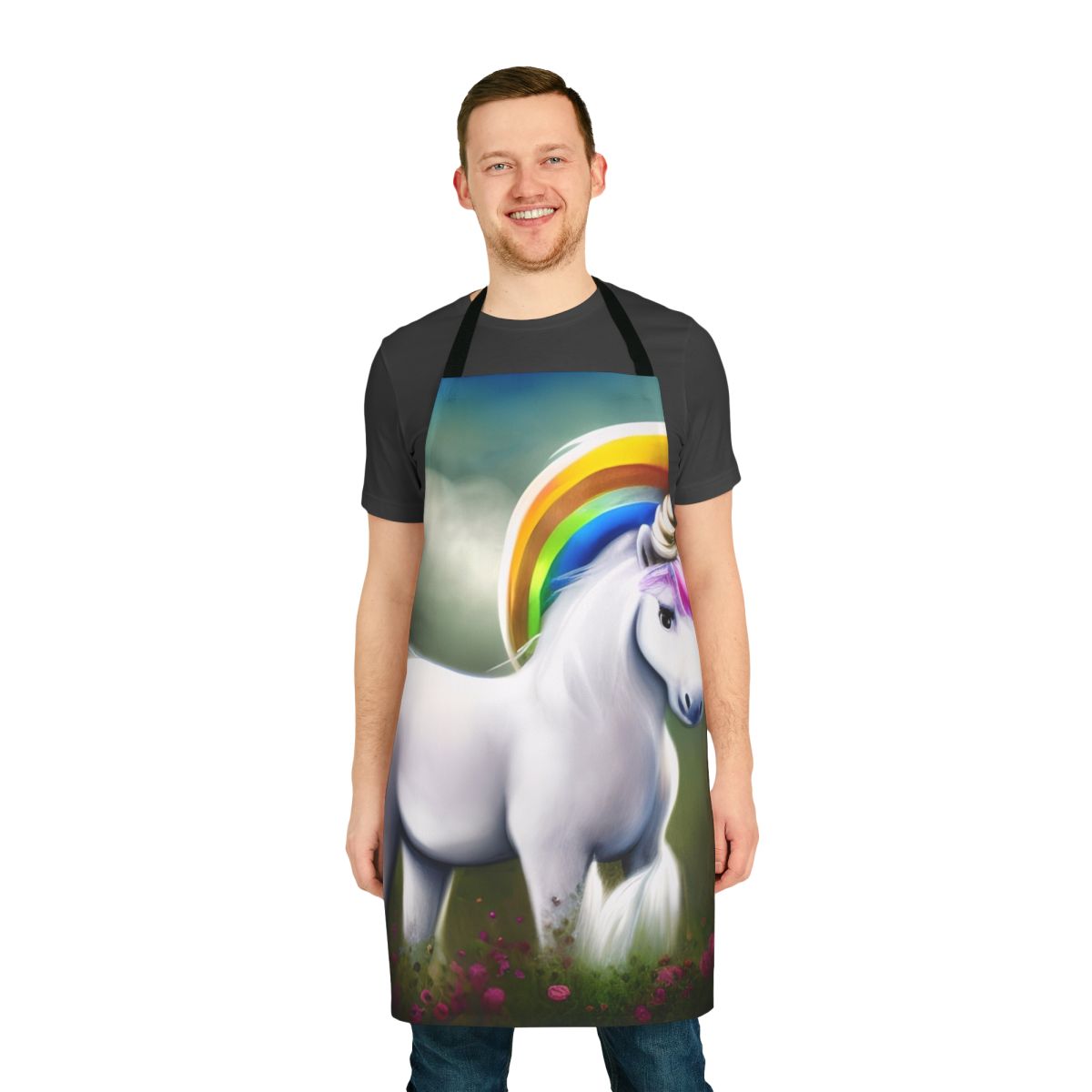 Apron featuring a majestic gold unicorn, a legendary mythical creature