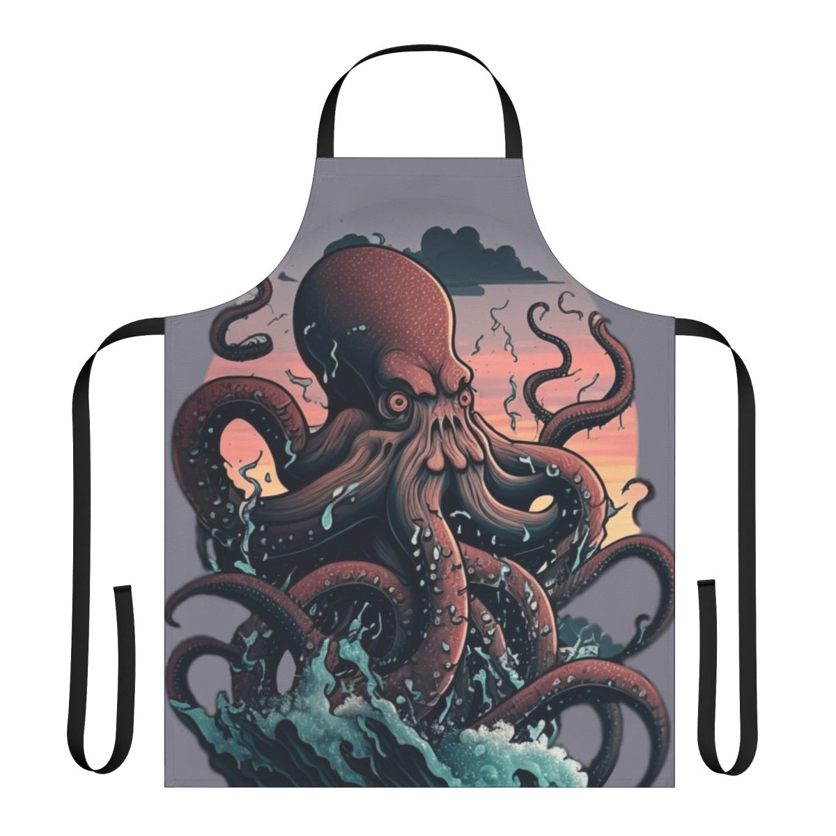 Whimsical apron featuring a variety of enchanting mythical sea creatures