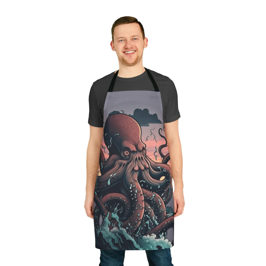Whimsical apron featuring a variety of enchanting mythical sea creatures