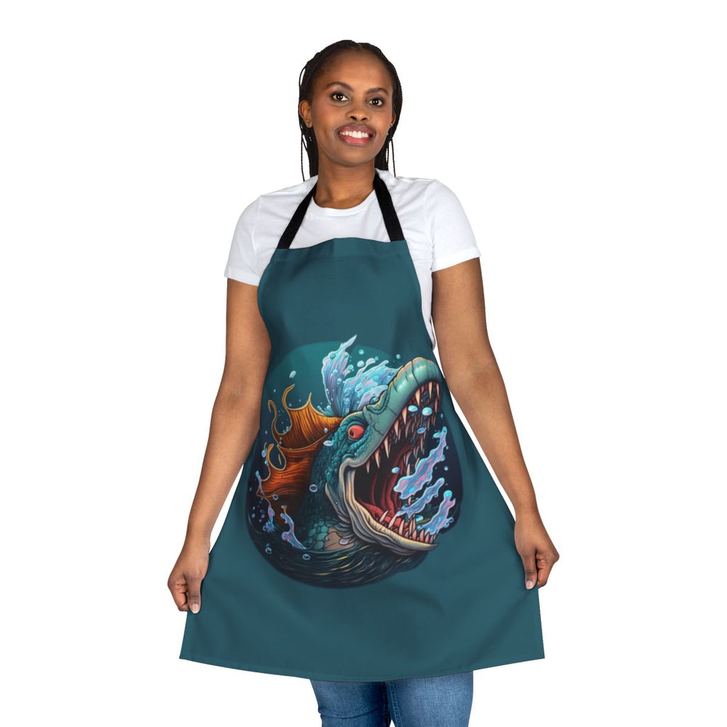 Apron featuring a whimsical design of mythical sea creatures