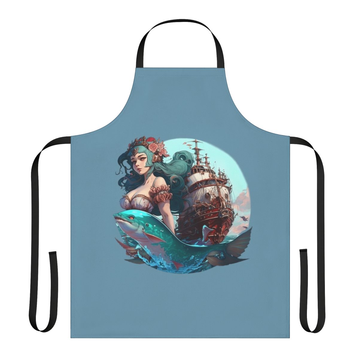 Apron featuring whimsical mythical sea creatures