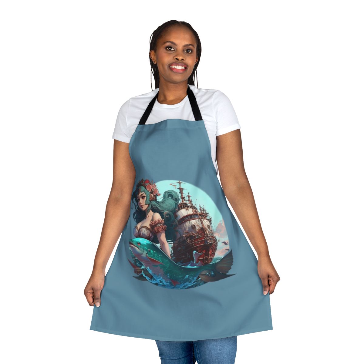 Apron featuring whimsical mythical sea creatures