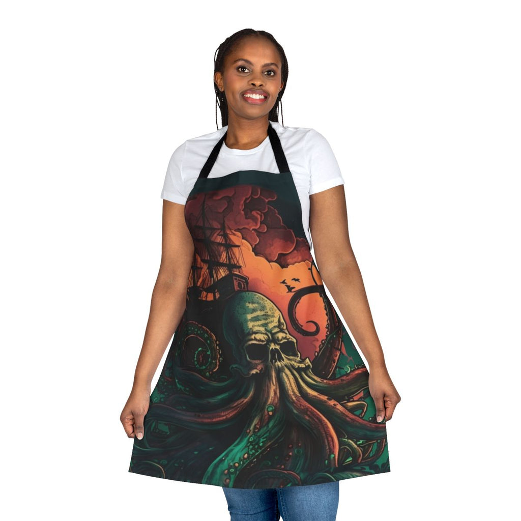 Apron featuring a design of various mythical sea creatures and fantasy ocean life.