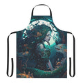 Whimsical apron featuring a design of legendary oceanic beasts and fantasy sea creatures