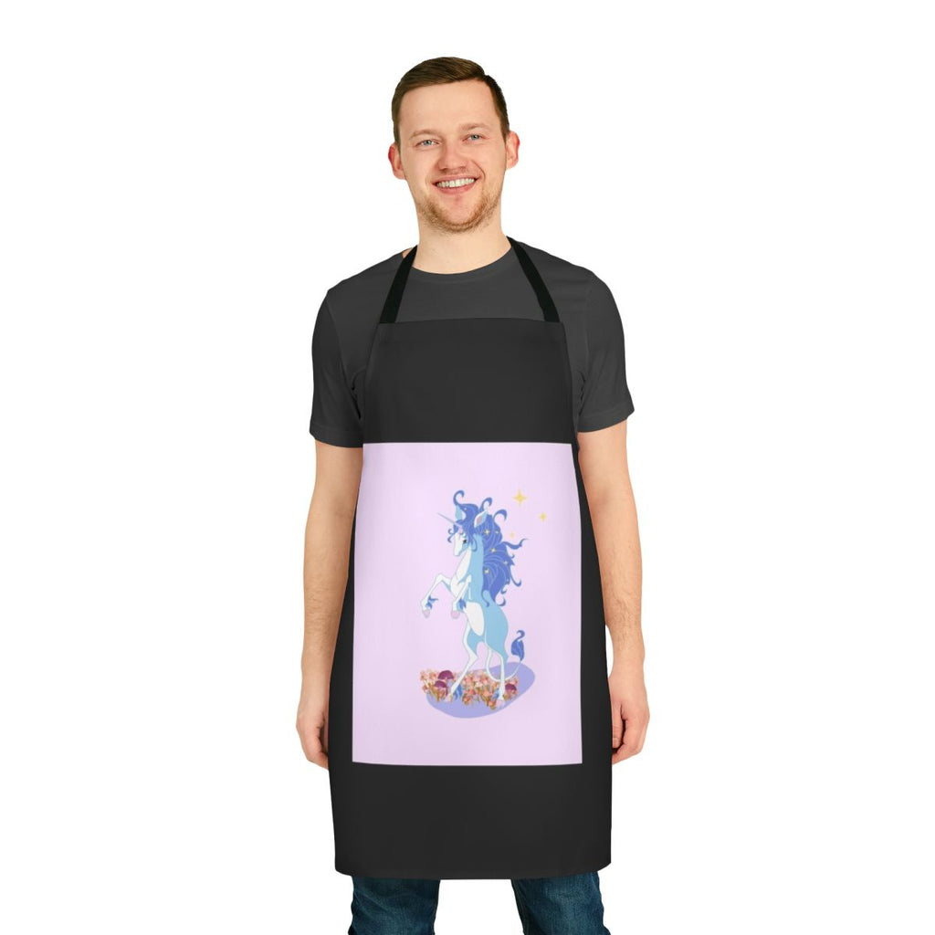Mythical unicorn apron with fantasy forest and stars design
