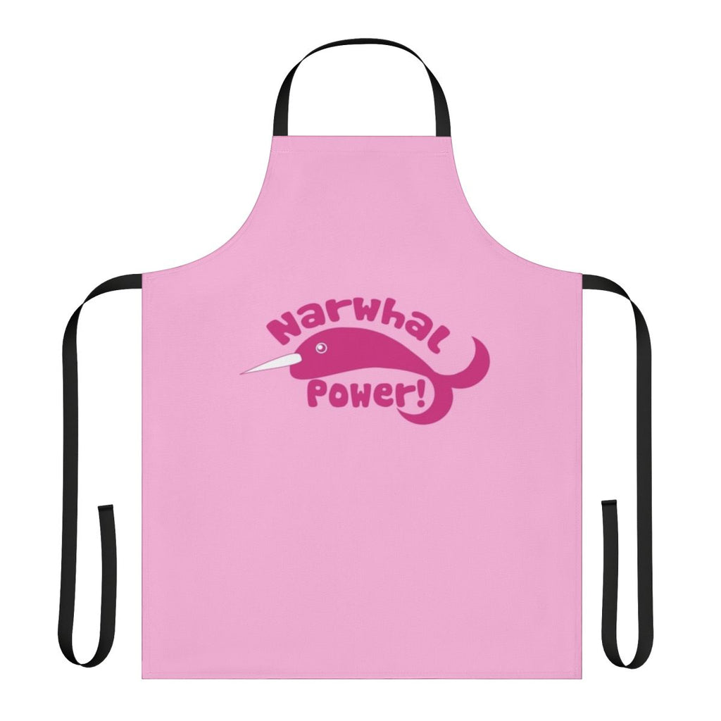 A vibrant apron featuring a playful narwhal design, perfect for the kitchen.
