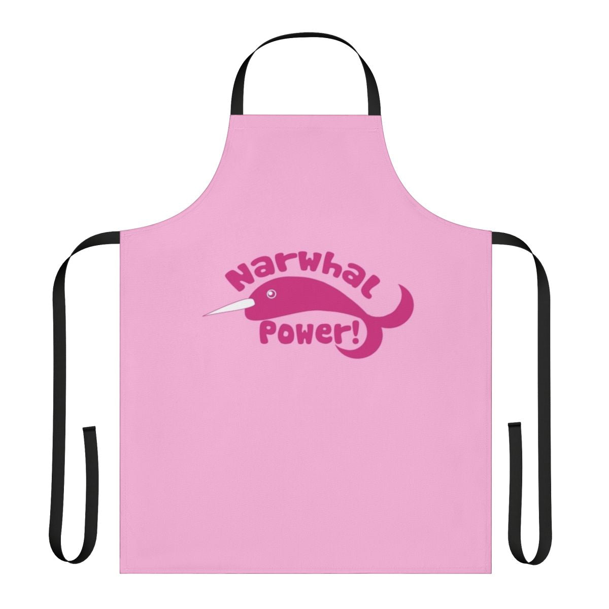 A vibrant apron featuring a playful narwhal design, perfect for the kitchen.