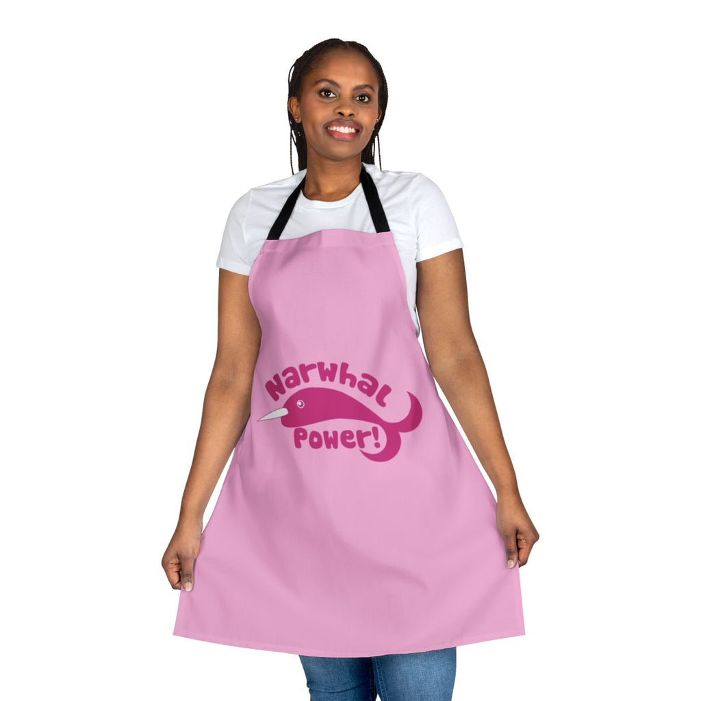 A vibrant apron featuring a playful narwhal design, perfect for the kitchen.